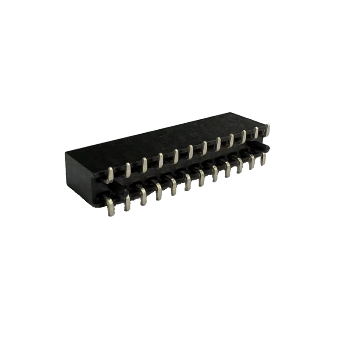 Pitch 2.0mm 180° 双排 SMT Y型排母 带柱+CAP PC5.6 2X12Pin 黑色 镀全金G/F